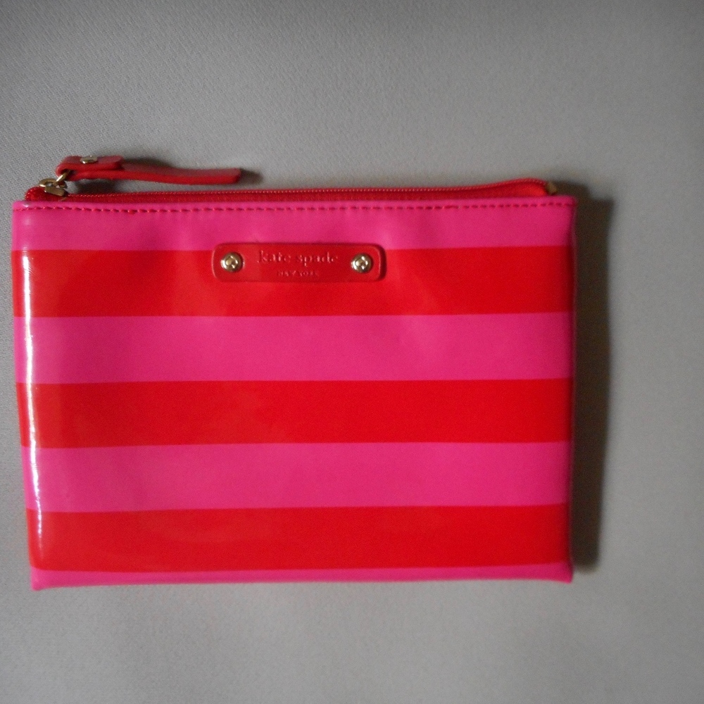 small red and pink striped Kate Spade wallet